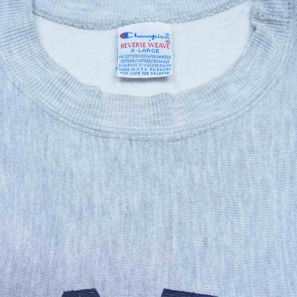 Champion チャンピオン 90s NAVY プリント リバースウィーブ スウェット トレーナー グレー系 XL【中古】