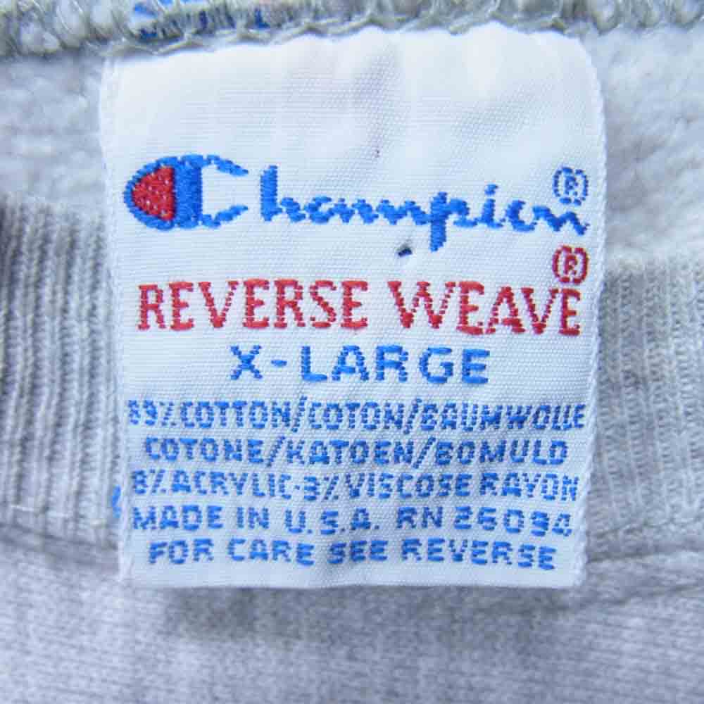 Champion チャンピオン 90s NAVY プリント リバースウィーブ スウェット トレーナー グレー系 XL【中古】