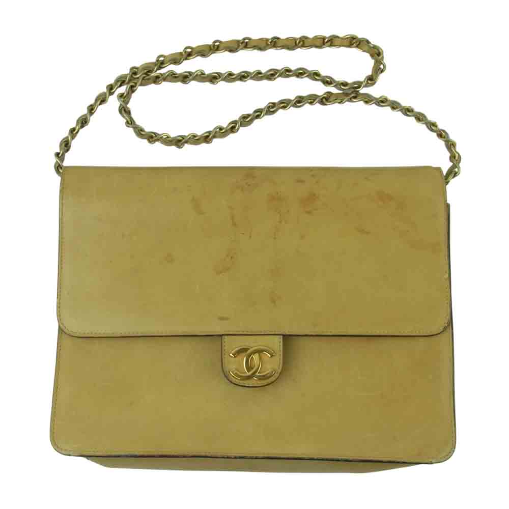 CHANEL シャネル ヴィンテージ 6桁1番台 ココマーク チェーン ショルダー バッグ ライトブラウン系【中古】