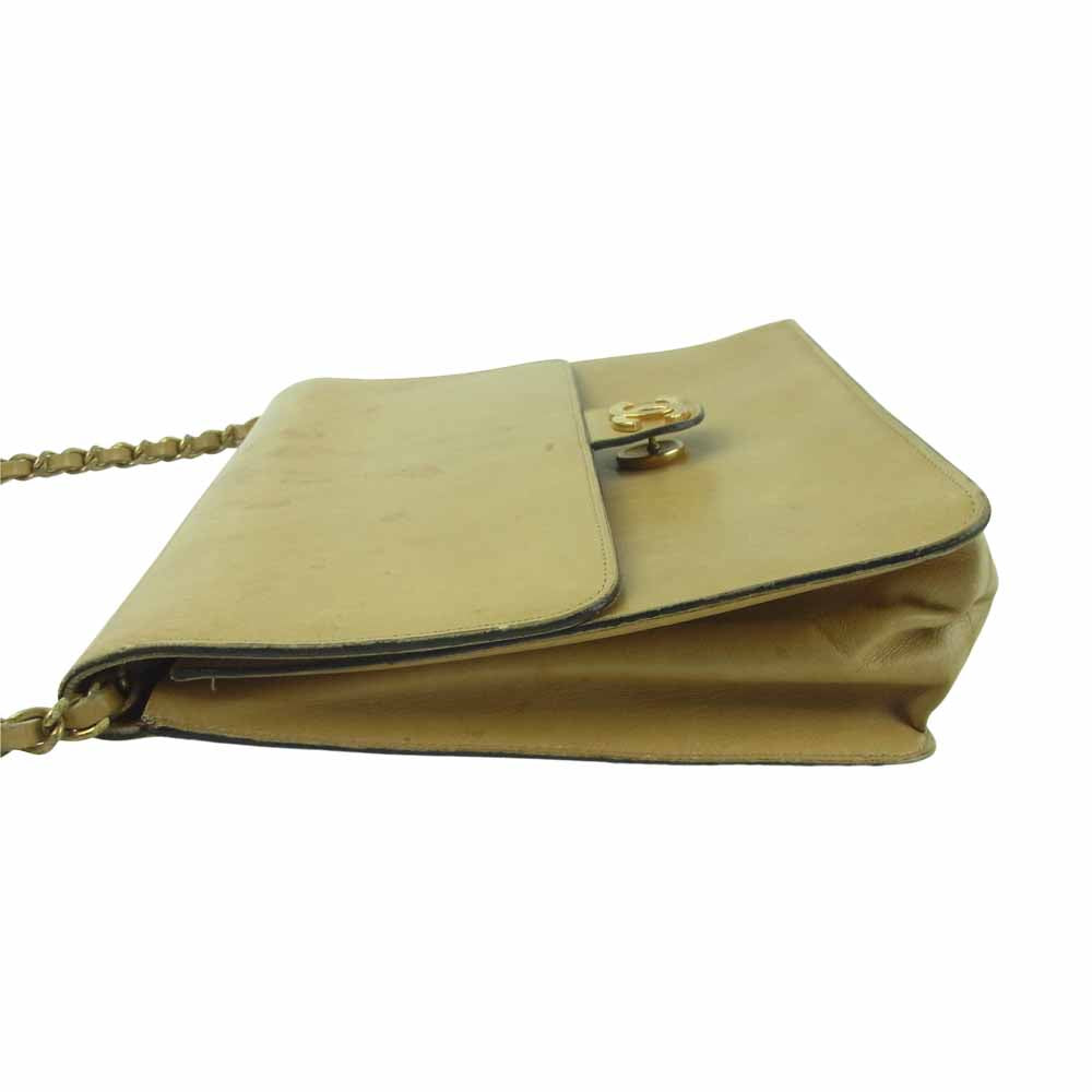 CHANEL シャネル ヴィンテージ 6桁1番台 ココマーク チェーン ショルダー バッグ ライトブラウン系【中古】