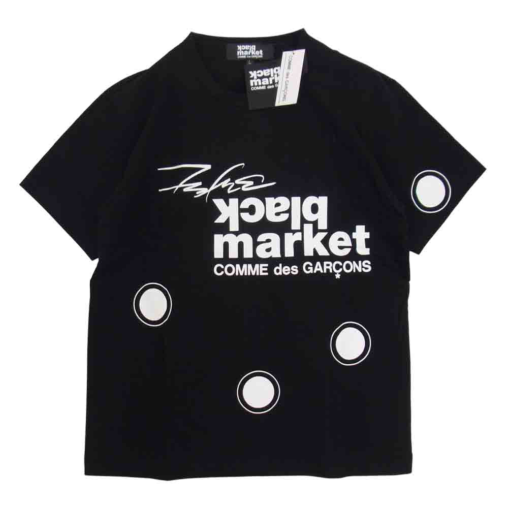 COMME des GARCONS コムデギャルソン BLACK MARKET FUTURA フューチュラ OD-T114-051-1-5 ドットロゴ 半袖 Tシャツ ブラック系 L【新古品】【未使用】【中古】