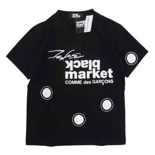 COMME des GARCONS コムデギャルソン BLACK MARKET FUTURA フューチュラ OD-T114-051-1-5 ドットロゴ 半袖 Tシャツ ブラック系 L【新古品】【未使用】【中古】