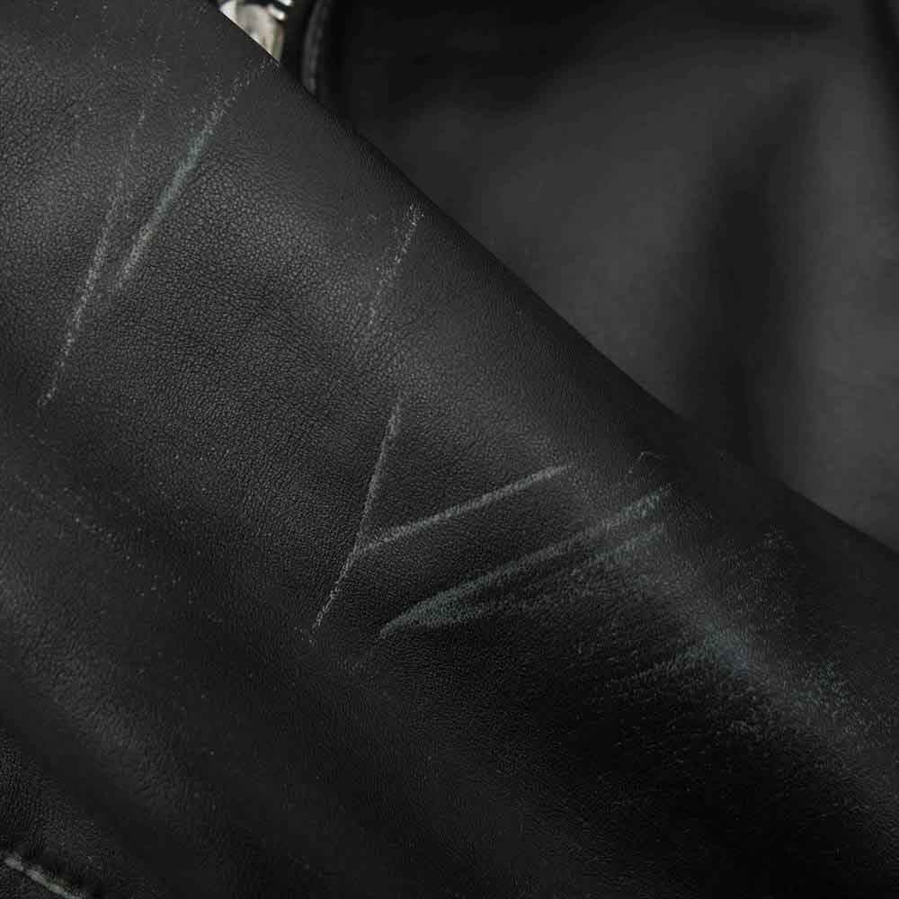 COMME des GARCONS コムデギャルソン Lewis Leathers KZ-J001 AD2017 LIGHTNING Tight Fit 391T LIVE FREE DIE STRONG ルイスレザー ライトニング タイトフィット ダメージ加工 バックペイント カウレザー ダブルライダース ジャケット ブラック系 38【新古品】【未使用】【中古】