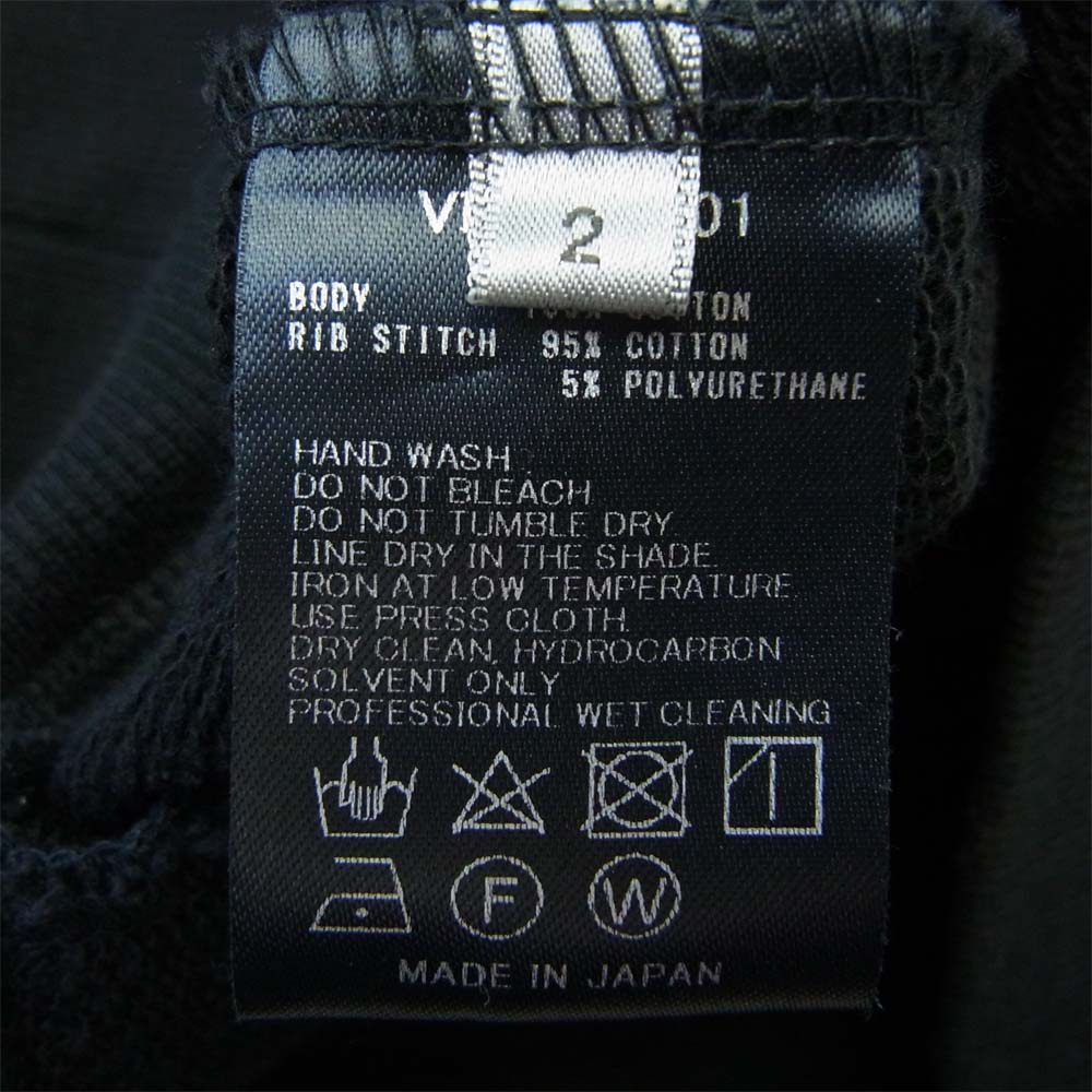 THE VIRIDI-ANNE ザ ヴィリジアン 21AW VI3413-01 Sweat Zip Up Blouson グラインダー加工 ハイネック スウェット ジップアップ ブルゾン  ブラック系 2【美品】【中古】