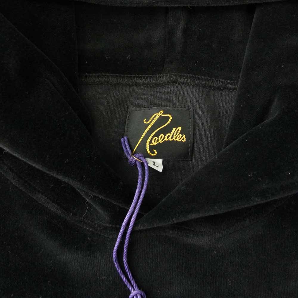 Needles ニードルス 21AW JO228 Track Hoody - C/Pe Velour トラックフーディー ベロア パーカー ブラック系 L【美品】【中古】