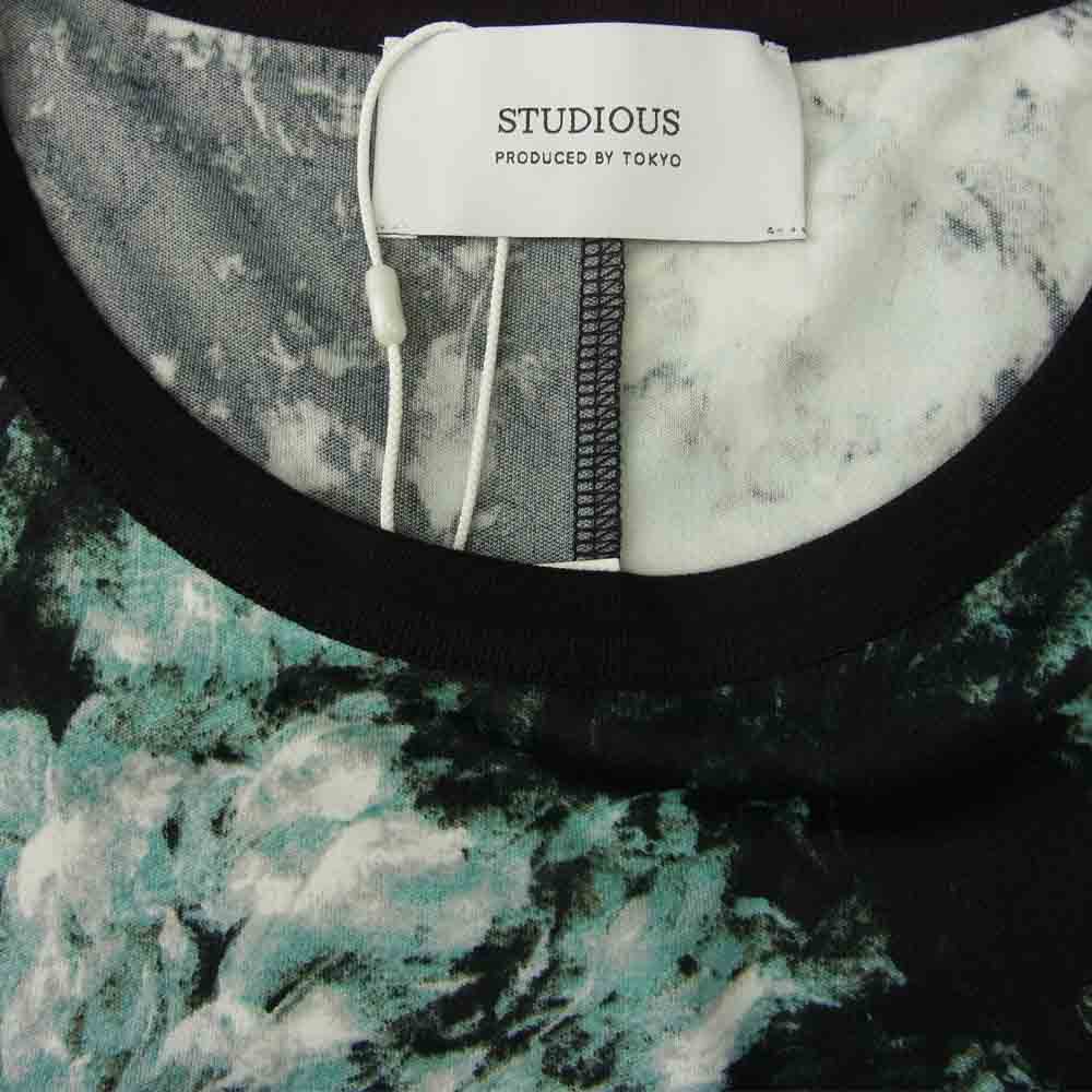 STUDIOUS ステュディオス 109322004 強撚 スムース ドルマン スリーブ カットソー Tシャツ ブラック系 グリーン系 2【新古品】【未使用】【中古】