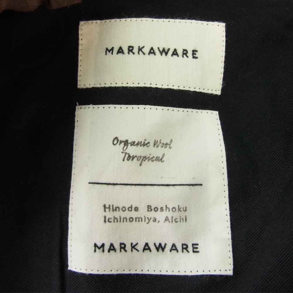 markaware マーカウェア 20SS A20A-04PT01C FRONT PLEATS PEGTOP ORGANIC WOOL TROPICAL オーガニック ウール タック スラックス パンツ ブラウン系 1【美品】【中古】