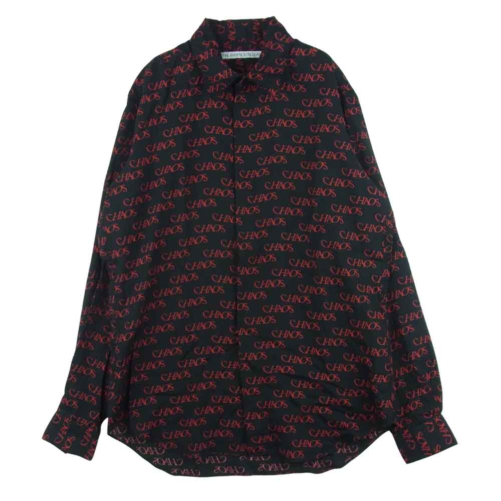 JOHN LAWRENCE SULLIVAN ジョンローレンスサリバン 21SS 3A003-0221-22 CHAOS REGULAR COLLAR SHIRT カオス総柄 レーヨン 長袖 シャツ ブラック系 レッド系 44【美品】【中古】