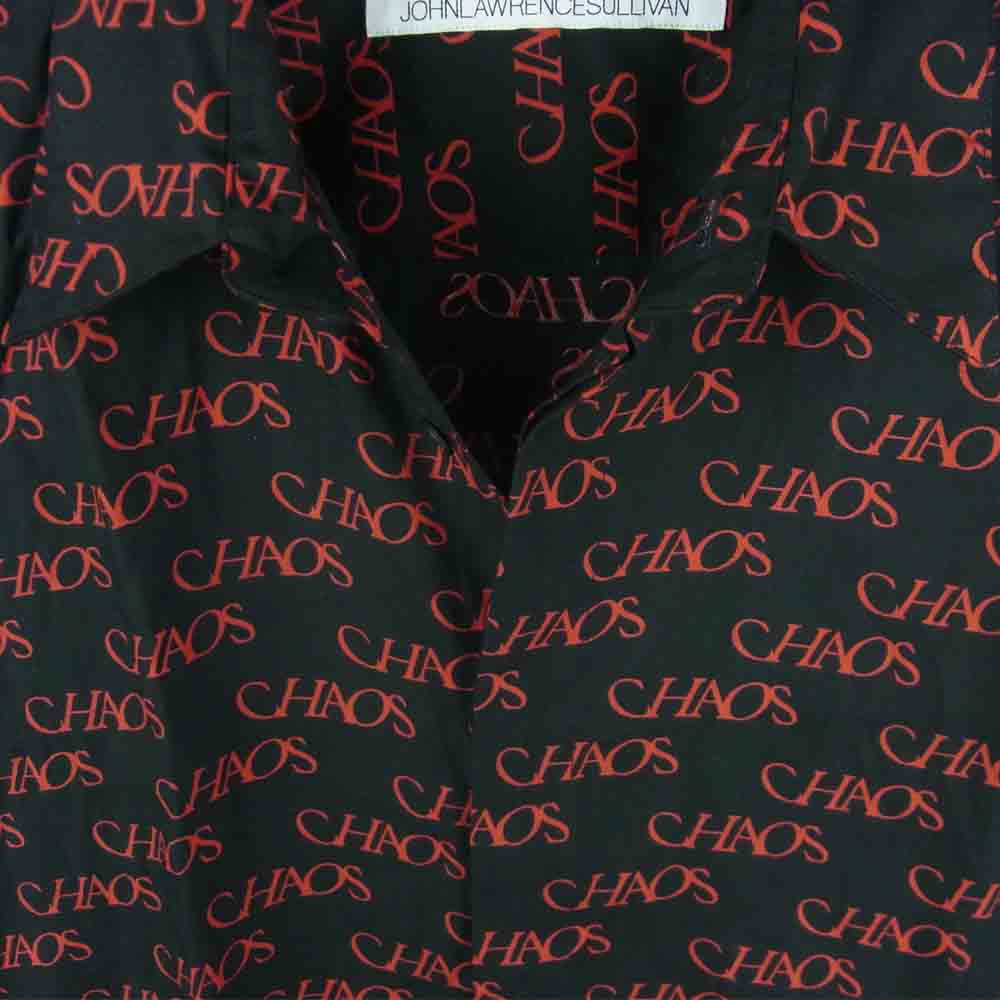 JOHN LAWRENCE SULLIVAN ジョンローレンスサリバン 21SS 3A003-0221-22 CHAOS REGULAR COLLAR SHIRT カオス総柄 レーヨン 長袖 シャツ ブラック系 レッド系 44【美品】【中古】