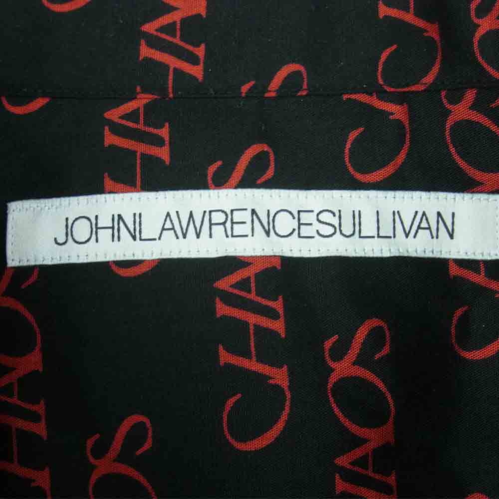 JOHN LAWRENCE SULLIVAN ジョンローレンスサリバン 21SS 3A003-0221-22 CHAOS REGULAR COLLAR SHIRT カオス総柄 レーヨン 長袖 シャツ ブラック系 レッド系 44【美品】【中古】