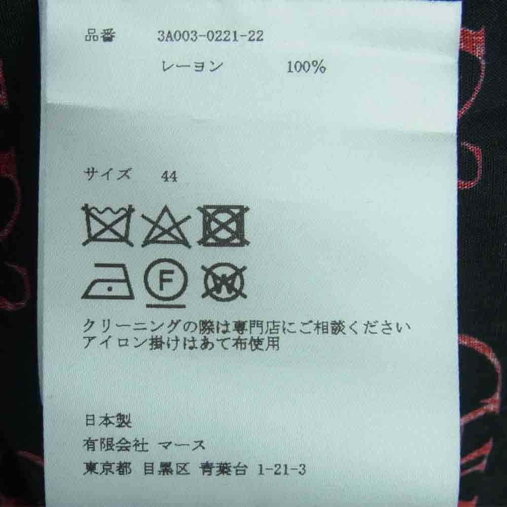 JOHN LAWRENCE SULLIVAN ジョンローレンスサリバン 21SS 3A003-0221-22 CHAOS REGULAR COLLAR SHIRT カオス総柄 レーヨン 長袖 シャツ ブラック系 レッド系 44【美品】【中古】