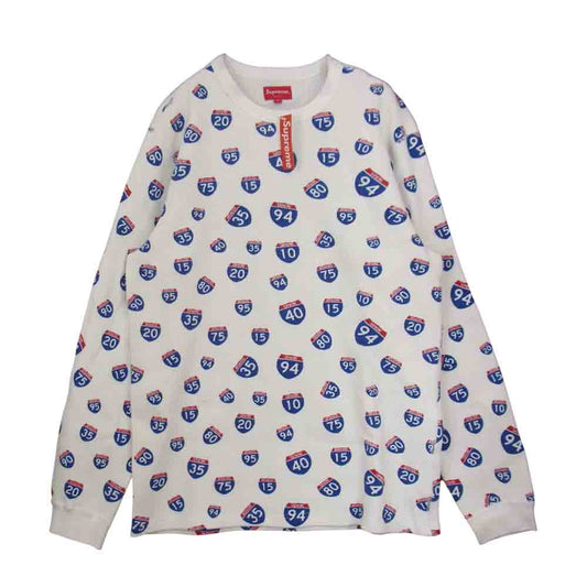 Supreme シュプリーム 20AW Interstate Waffle Thermal インターステート ワッフル サーマル 長袖カットソー ホワイト系 M【極上美品】【中古】