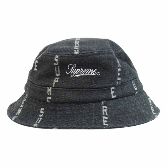 Supreme シュプリーム 20AW Logo Stripe Jacquard Denim Crusher Hat ロゴ ストライプ ジャガード デニム バケット クラッシャー ハット チャコール系 デニム【新古品】【未使用】【中古】