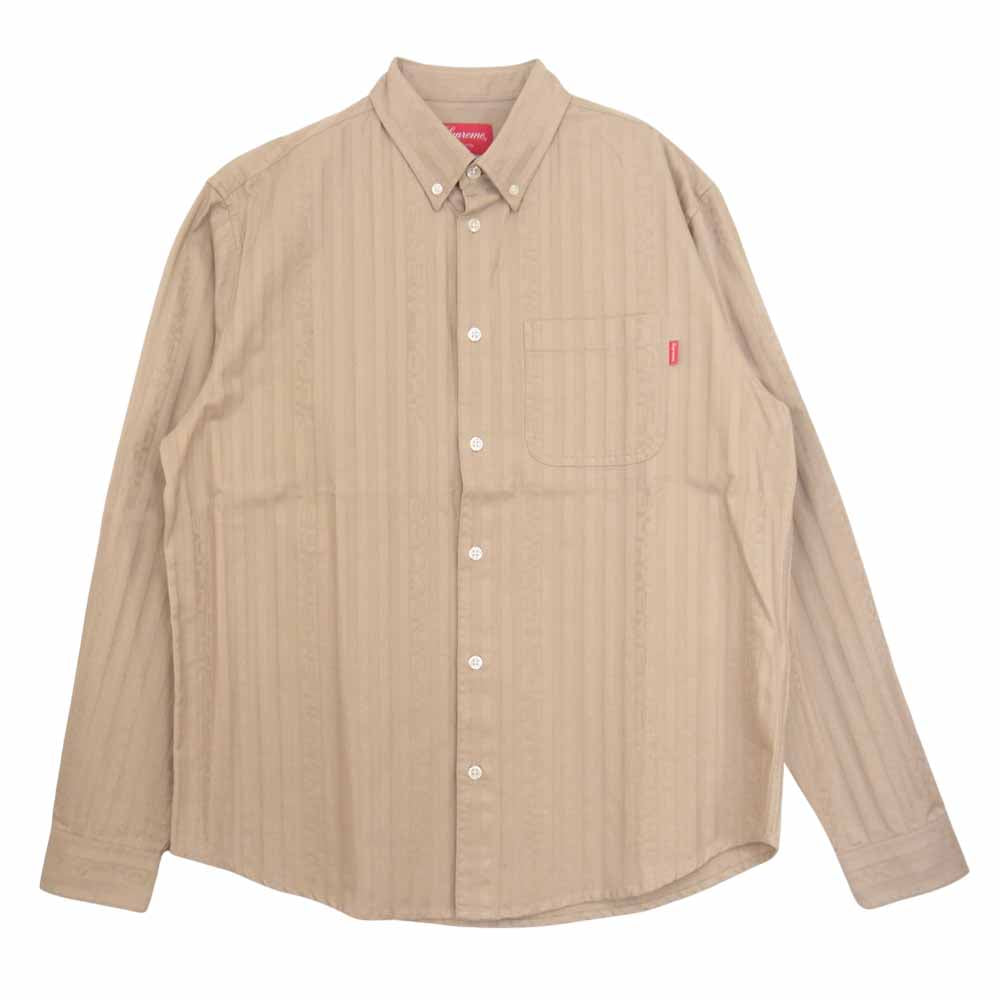 Supreme シュプリーム 20AW Jacquard Stripe Twill Shirt ジャガード ストライプ シャツ  ベージュ系 M【極上美品】【中古】
