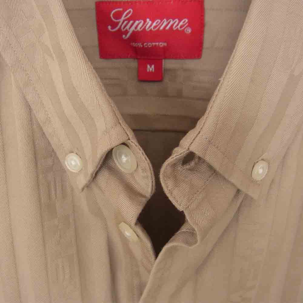 Supreme シュプリーム 20AW Jacquard Stripe Twill Shirt ジャガード ストライプ シャツ  ベージュ系 M【極上美品】【中古】