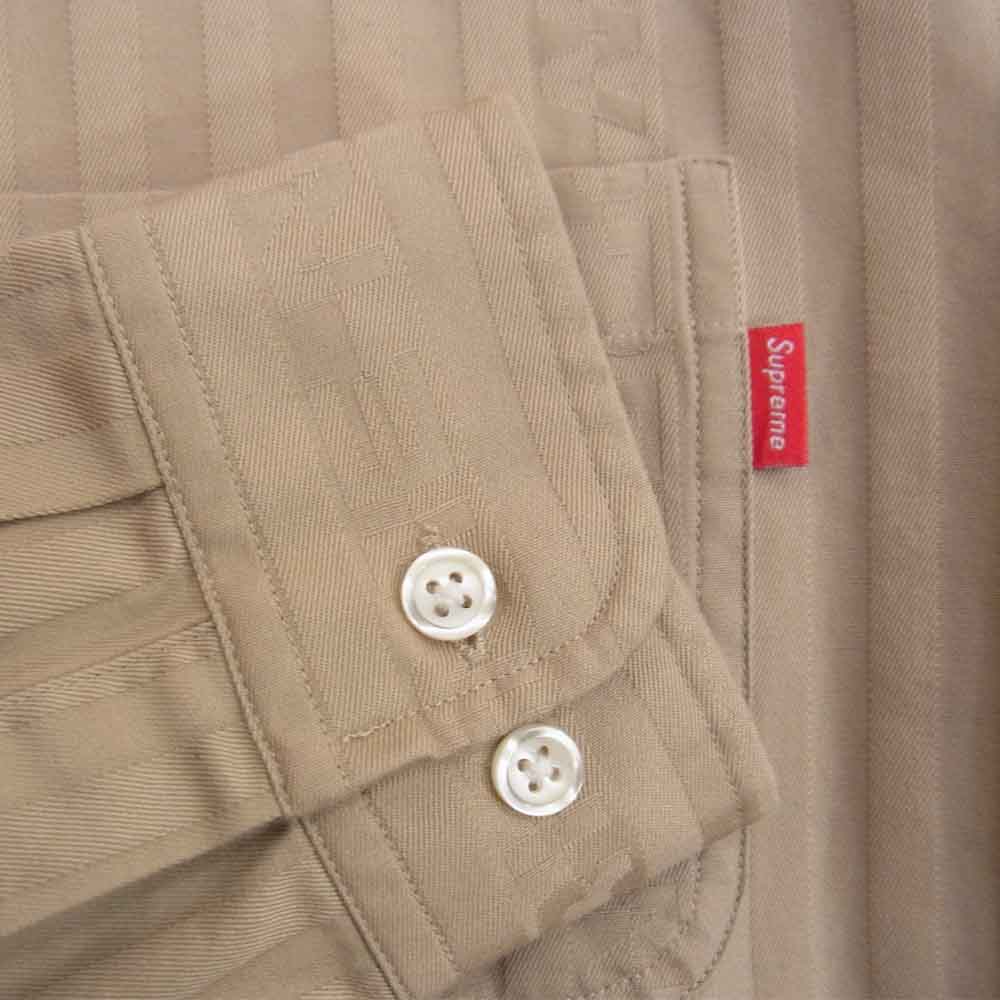 Supreme シュプリーム 20AW Jacquard Stripe Twill Shirt ジャガード ストライプ シャツ  ベージュ系 M【極上美品】【中古】
