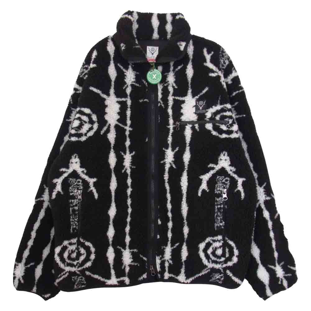 21SS/×South2west8 Fleece Jacket/L/ポリエステル/イエロー/総柄 