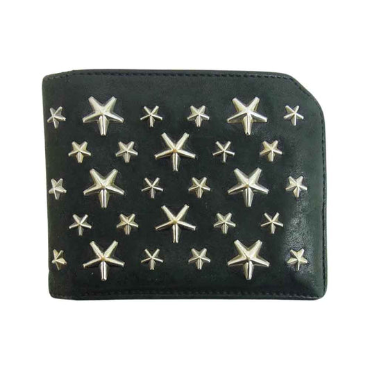 JIMMY CHOO ジミーチュウ スター スタッズ 2つ折り 財布 ブラック系【中古】