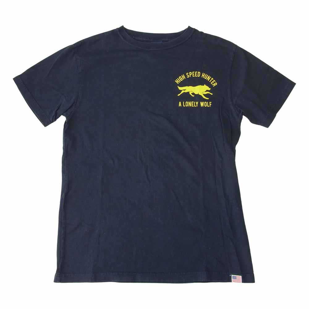 STUDIO D’ARTISAN ステュディオダルチザン high speed hunter a lone wolf プリント Tシャツ ネイビー ネイビー系 M【中古】