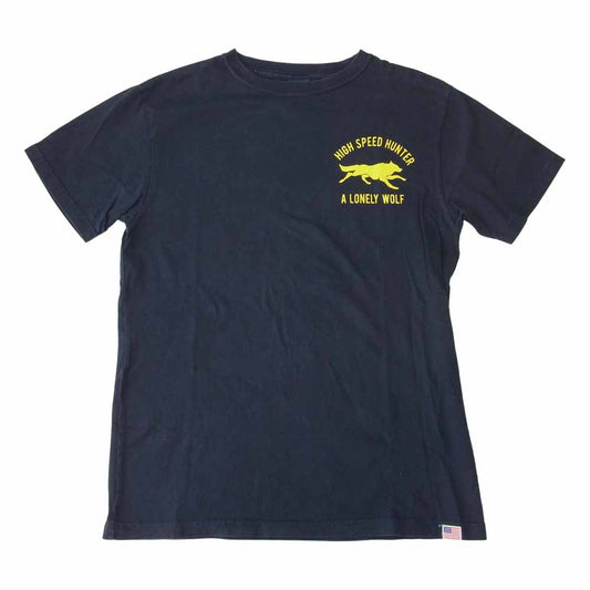 STUDIO D’ARTISAN ステュディオダルチザン high speed hunter a lone wolf プリント Tシャツ ネイビー ネイビー系 M【中古】