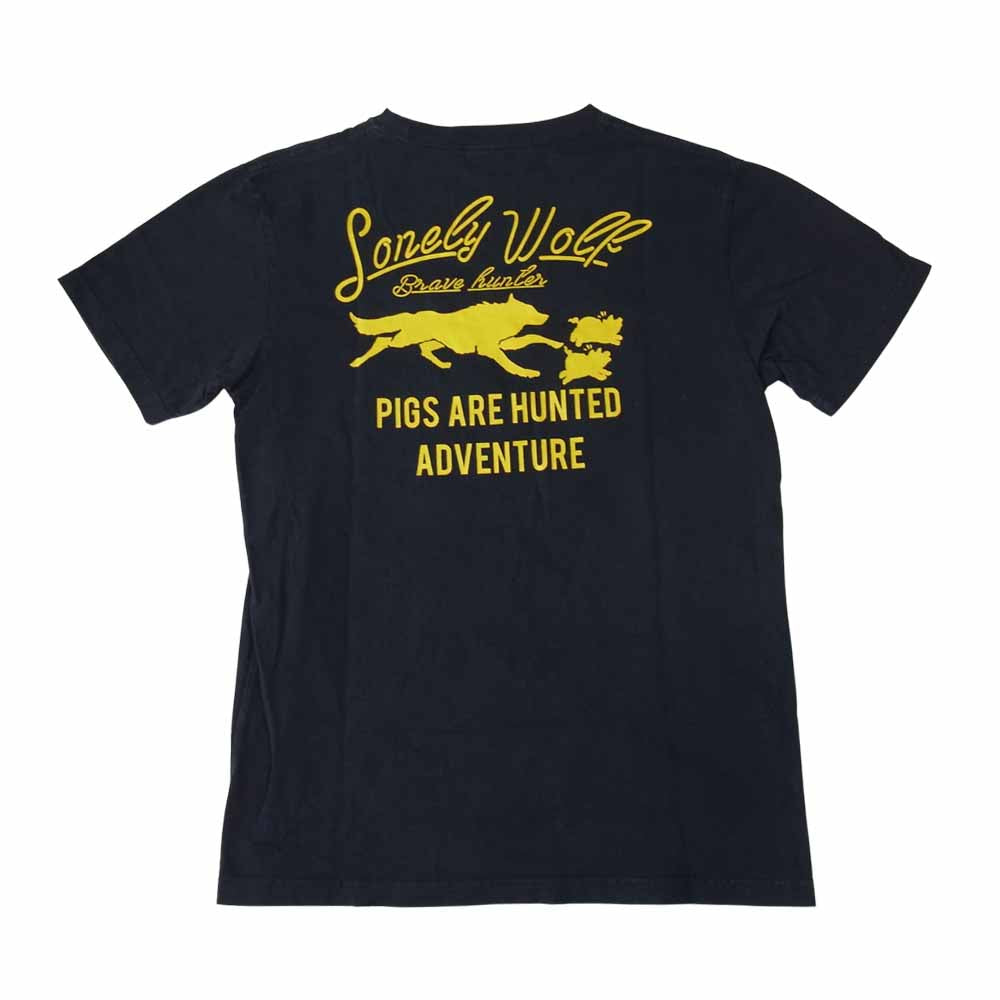 STUDIO D’ARTISAN ステュディオダルチザン high speed hunter a lone wolf プリント Tシャツ ネイビー ネイビー系 M【中古】