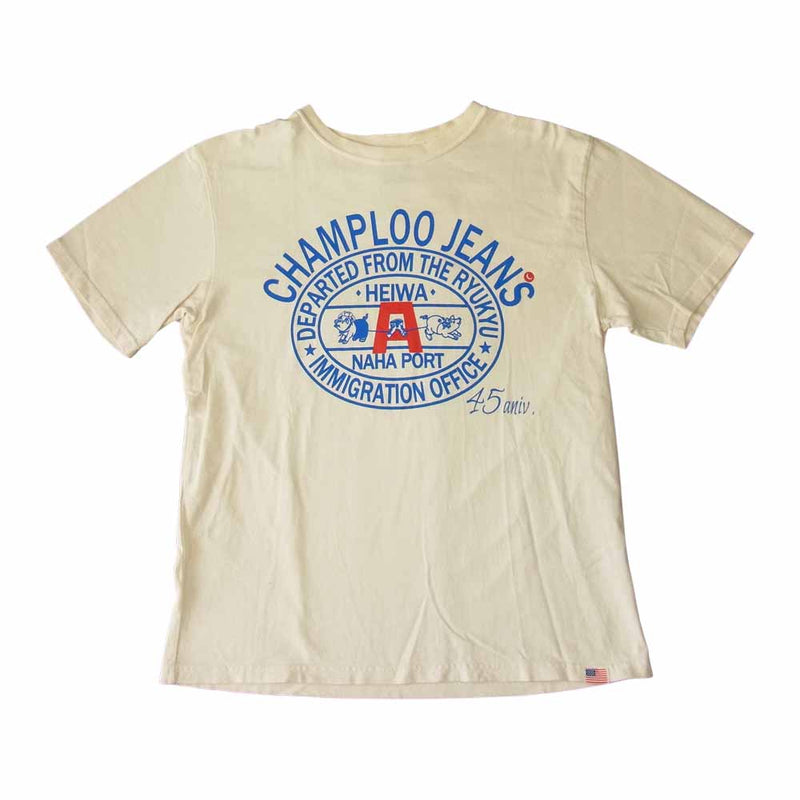 STUDIO D’ARTISAN ステュディオダルチザン 45th anniversary champloo jeans プリント Tシャツ ナチュラル オフホワイト系 M【中古】