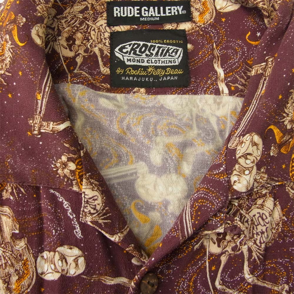 RUDE GALLERY ルードギャラリー × EROSTIKA Rockin' Jelly Bean ロッキージェリービーン 総柄 エンジ系 M【中古】