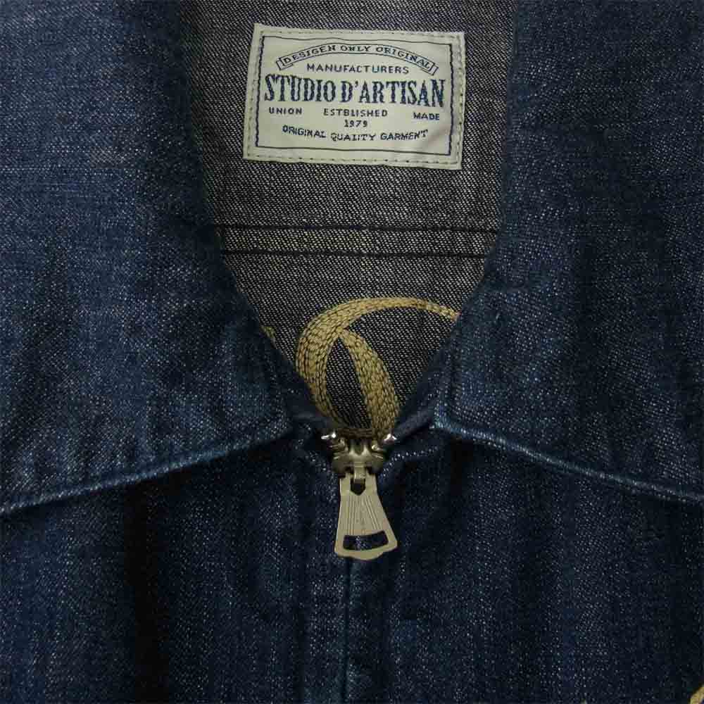 STUDIO D’ARTISAN ステュディオダルチザン D4359 刺繍 デニム ワーク ジャケット インディゴブルー系 38【中古】