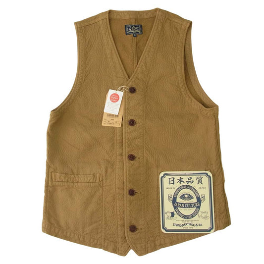 STUDIO D’ARTISAN ステュディオダルチザン 4445 ドビークロス ベスト ワーク ベスト ベージュ系 38【新古品】【未使用】【中古】