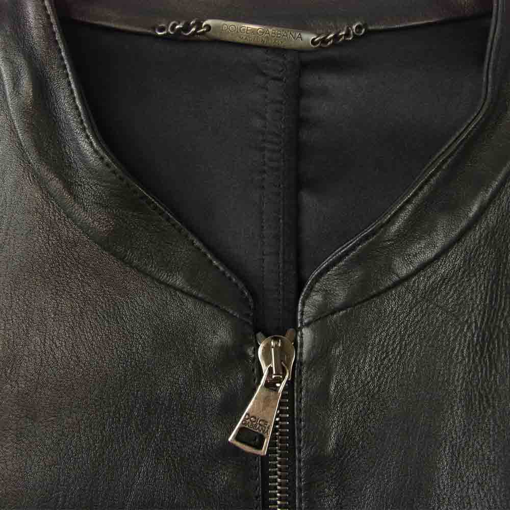 DOLCE&GABBANA ドルチェアンドガッバーナ G9BF2L 国内正規品 ゴートレザー ブルゾン ジャケット ブラック系 50【中古】