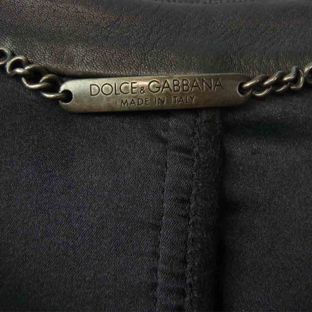 DOLCE&GABBANA ドルチェアンドガッバーナ G9BF2L 国内正規品 ゴートレザー ブルゾン ジャケット ブラック系 50【中古】