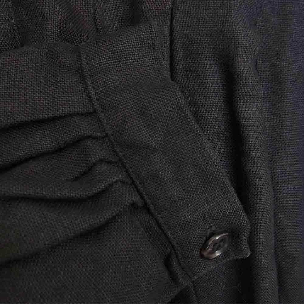 ネストローブ 01091-0087 ヘビーリネン Aライン タック ワンピース コート ブラック系 サイズ表記無【中古】