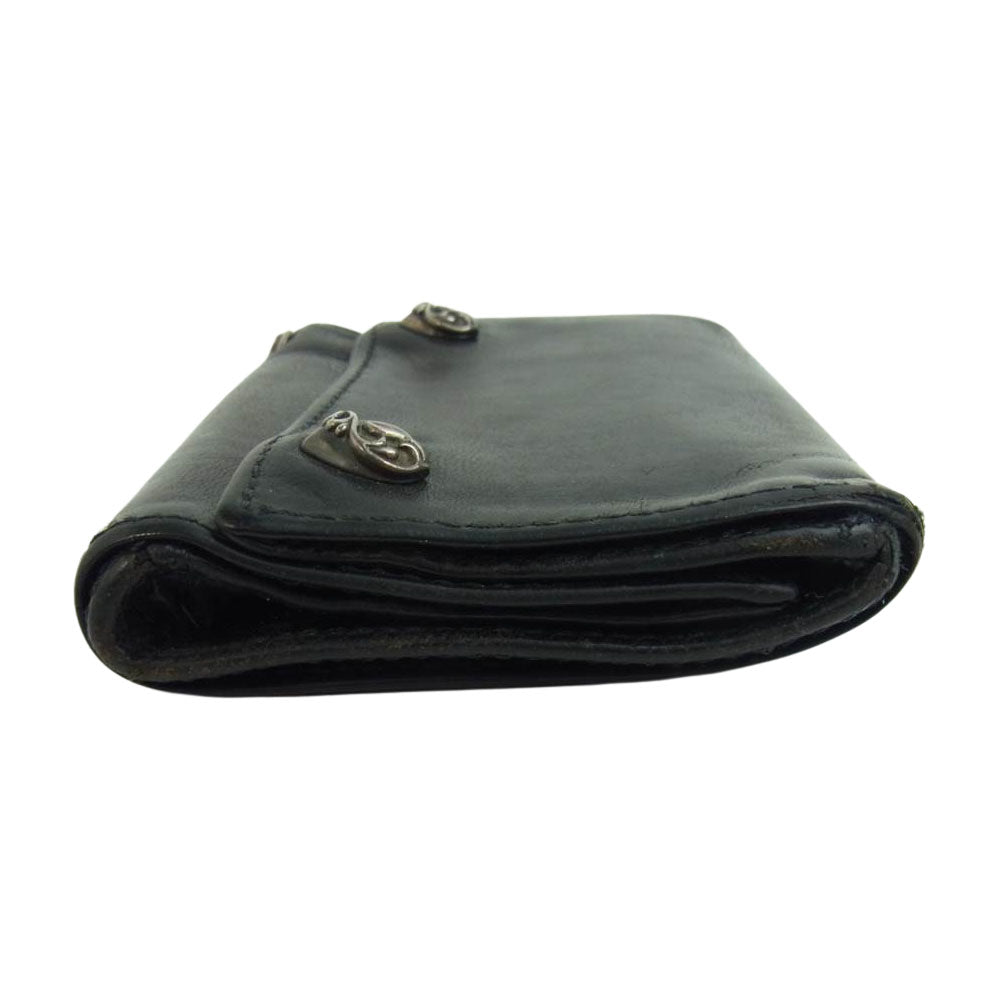 CHROME HEARTS クロムハーツ（原本無） 3FOLD ハートボタン 3フォールド ウォレット ブラック系【中古】