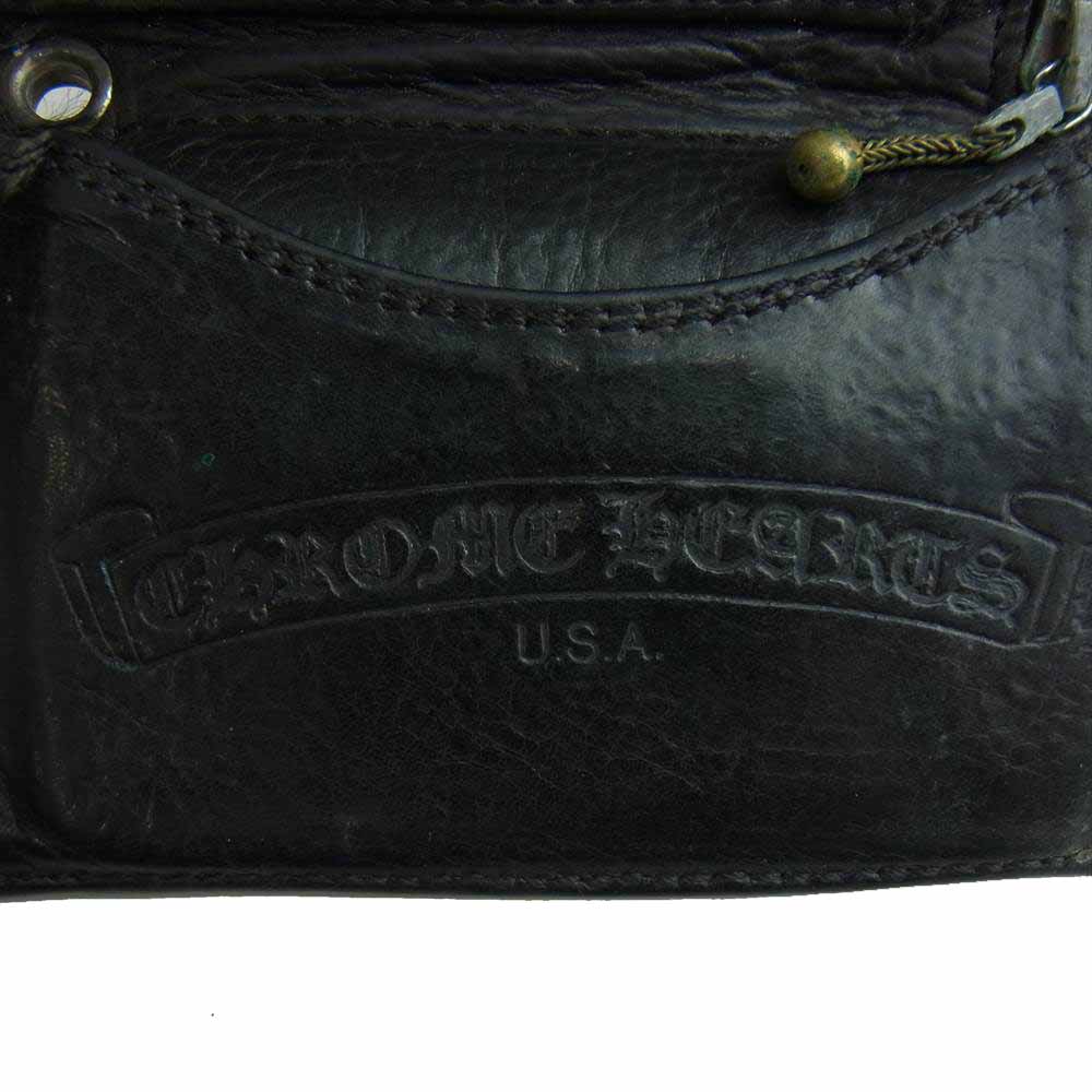 CHROME HEARTS クロムハーツ（原本無） 3FOLD ハートボタン 3フォールド ウォレット ブラック系【中古】