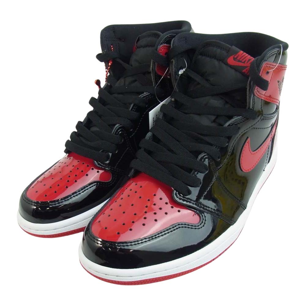 NIKE ナイキ 国内正規品 黒タグ付き 555088 063 AIR JORDAN 1 RETRO HIGH OG PATENT エア ジョーダン 1 ハイ パテント ハイカット スニーカー ブラック/レッド 26cm【新古品】【未使用】【中古】