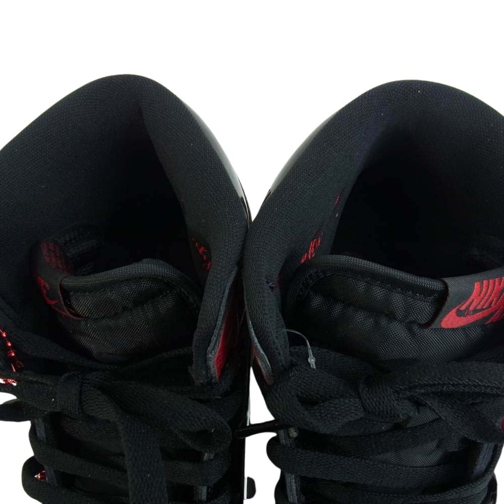 NIKE ナイキ 国内正規品 黒タグ付き 555088 063 AIR JORDAN 1 RETRO HIGH OG PATENT エア ジョーダン 1 ハイ パテント ハイカット スニーカー ブラック/レッド 26cm【新古品】【未使用】【中古】