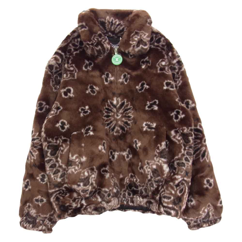 Supreme シュプリーム 21SS Bandana Faux Fur Bomber Jacket バンダナ フェイク ファー ボンバー ジャケット ブラウン系 L【極上美品】【中古】