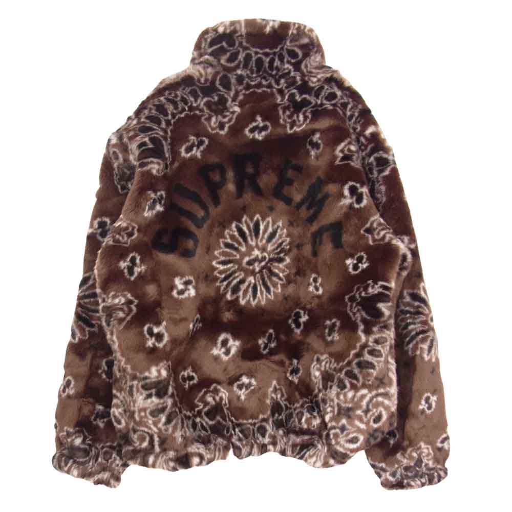 Supreme シュプリーム 21SS Bandana Faux Fur Bomber Jacket バンダナ フェイク ファー ボンバー ジャケット ブラウン系 L【極上美品】【中古】
