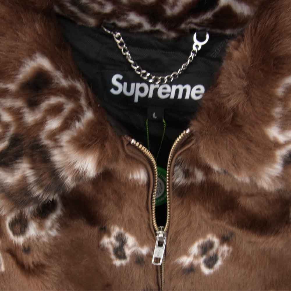 Supreme シュプリーム 21SS Bandana Faux Fur Bomber Jacket バンダナ フェイク ファー ボンバー ジャケット ブラウン系 L【極上美品】【中古】