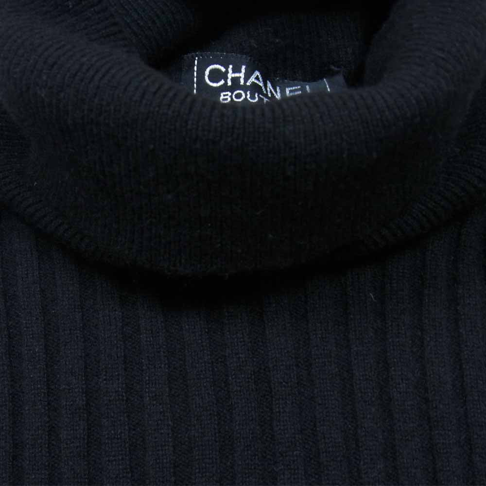 CHANEL シャネル 93A ココマーク カシミヤ ノースリーブニット ブラック系 44【中古】