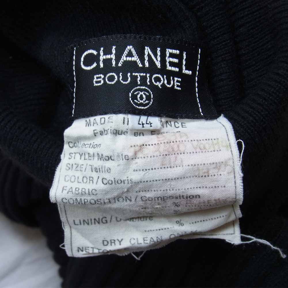 CHANEL シャネル 93A ココマーク カシミヤ ノースリーブニット ブラック系 44【中古】