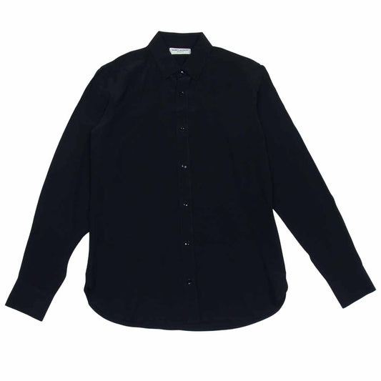 SAINT LAURENT サンローラン エディ期 国内正規品 14AW 340855 Y762F シルク100% レギュラーカラー プレーン シャツ ブラック系 38【美品】【中古】