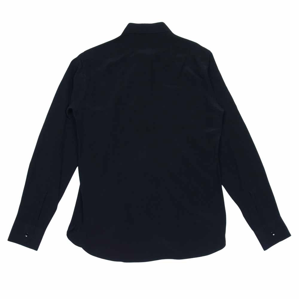 SAINT LAURENT サンローラン エディ期 国内正規品 14AW 340855 Y762F シルク100% レギュラーカラー プレーン シャツ ブラック系 38【美品】【中古】