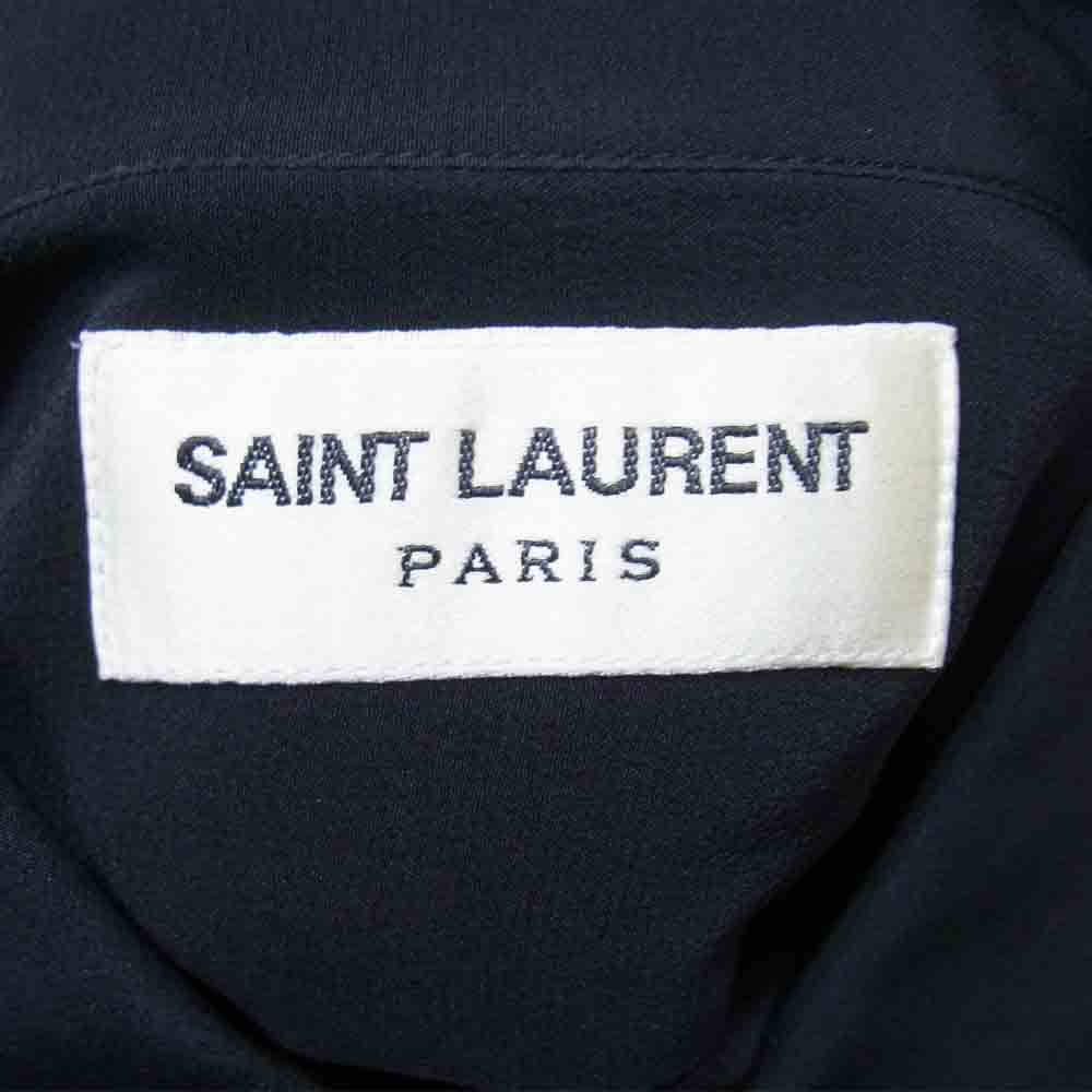 SAINT LAURENT サンローラン エディ期 国内正規品 14AW 340855 Y762F シルク100% レギュラーカラー プレーン シャツ ブラック系 38【美品】【中古】
