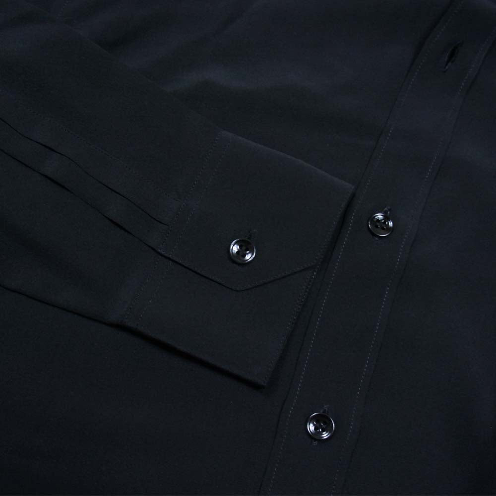 SAINT LAURENT サンローラン エディ期 国内正規品 14AW 340855 Y762F シルク100% レギュラーカラー プレーン シャツ ブラック系 38【美品】【中古】