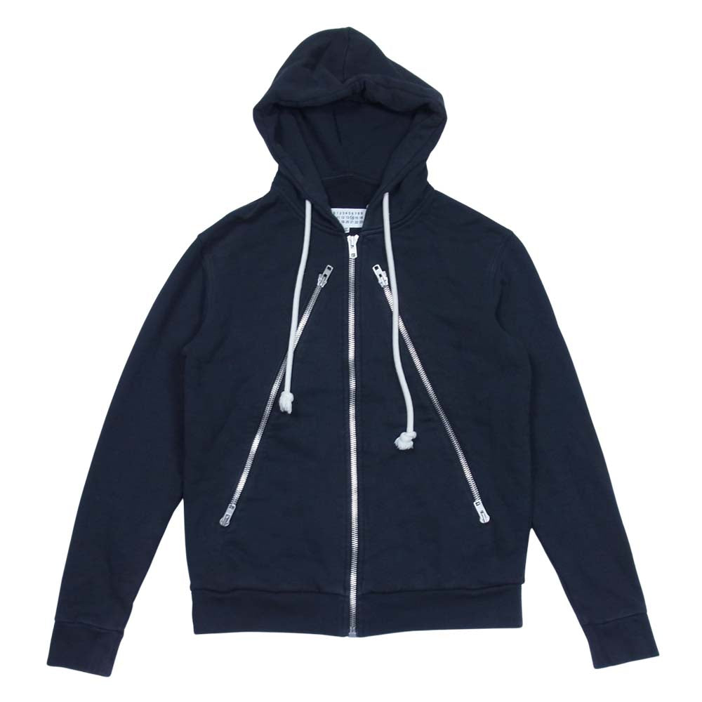 MAISON MARGIELA メゾンマルジェラ 14ライン 国内正規品 19AW S50HG0006 5ZIP 14 八の字ジップポケット ジップアップ パーカー ブラック系 44【中古】