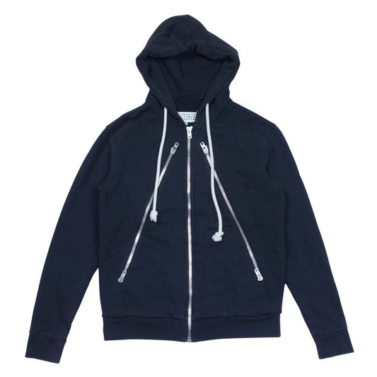 MAISON MARGIELA メゾンマルジェラ 14ライン 国内正規品 19AW S50HG0006 5ZIP 14 八の字ジップポケット ジップアップ パーカー ブラック系 44【中古】