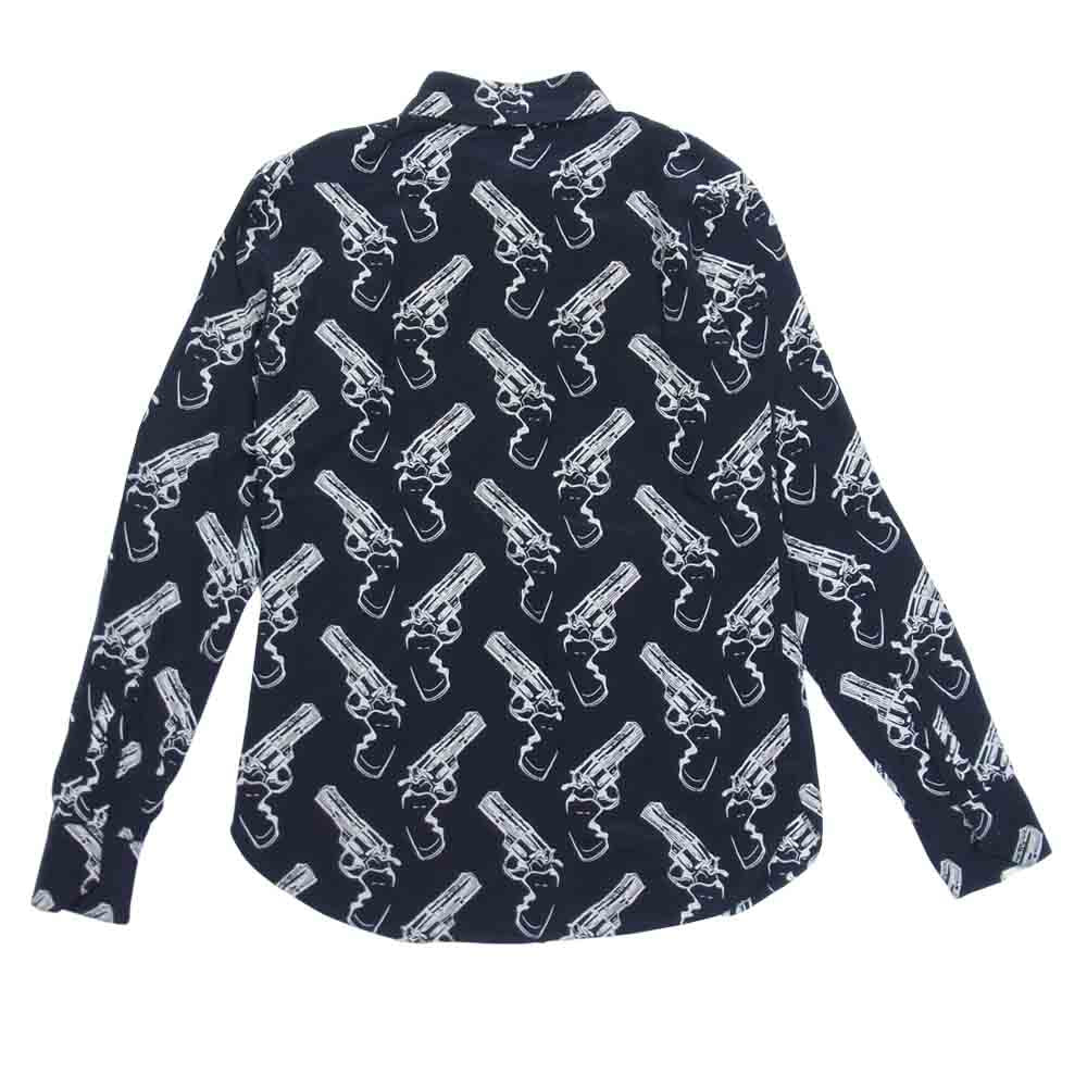 SAINT LAURENT サンローラン エディ期 国内正規品 14AW 364263 Y335F 総柄ガンプリント 拳銃柄 シルク100% シャツ ブラック系 表記無し【美品】【中古】