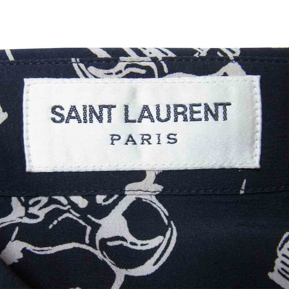 SAINT LAURENT サンローラン エディ期 国内正規品 14AW 364263 Y335F 総柄ガンプリント 拳銃柄 シルク100% シャツ ブラック系 表記無し【美品】【中古】