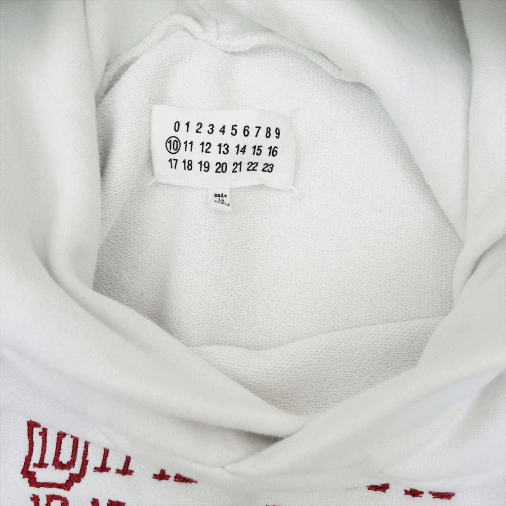 MAISON MARGIELA メゾンマルジェラ 10ライン マルジェラジャパンタグ 21SS S50GU0163 Numbers Logo カレンダーロゴ刺繍 プルオーバー パーカー ホワイト系 44【美品】【中古】
